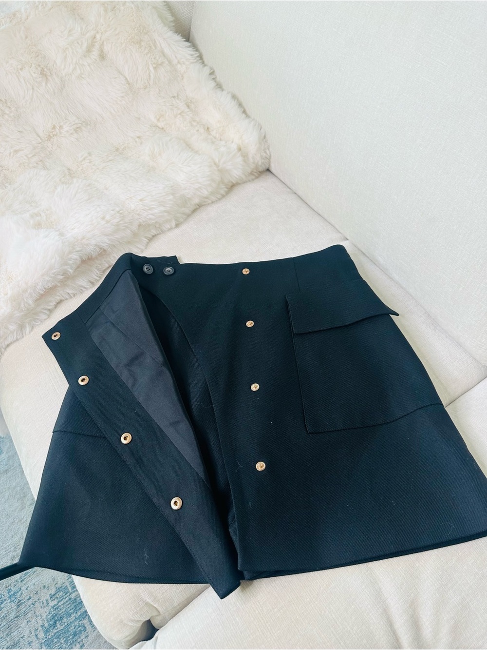 Black Button-Front A-Line Skort size XS MARSEGO - Picture 6 of 13